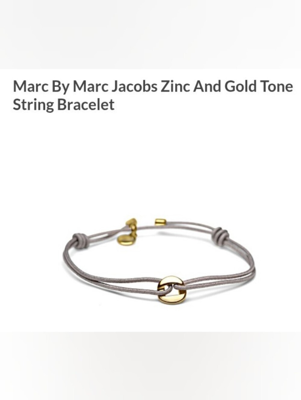 Marc Jacobs Adjustable Taupe Grey Bracelet with Goldtone Accents
